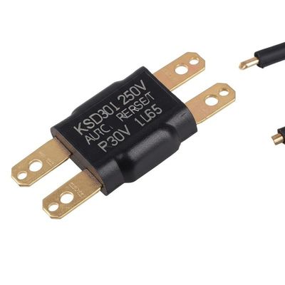 KSD301 مفتاح الحرارة الحرارية ثنائي المعادن مع الاتصالات المغلقة أو المفتوحة عادةً في غطاء بلاستيكي أو سيراميكي وقبعة ألومنيوم أو رأس نحاسي